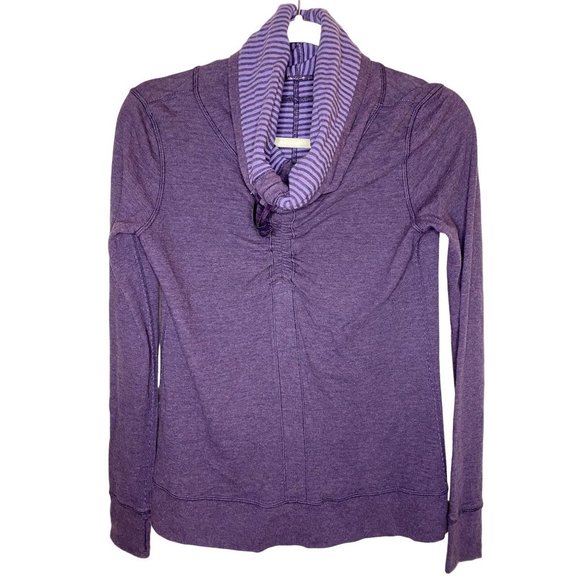 Lululemon Reversible Pullover Long Sleeve Purple Stripe In A Cinch Cowl Neck Sz4 - Picture 1 of 10